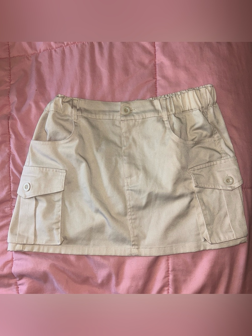 Khaki cargo mini skirt
